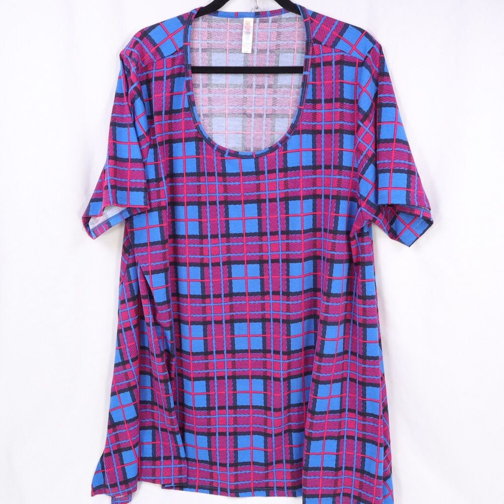 Plaid Blouse Size 3XL Lula Roe Red/Blue